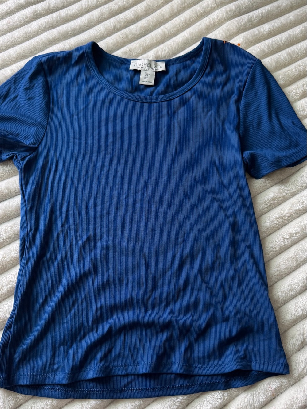 RACHEL Rachel Roy Navy Blue Ribbed Short Sleeve Tee